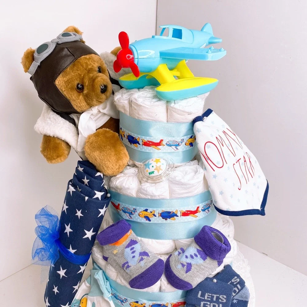 Aviator Pilot Diaper Cake, Baby Shower Gift